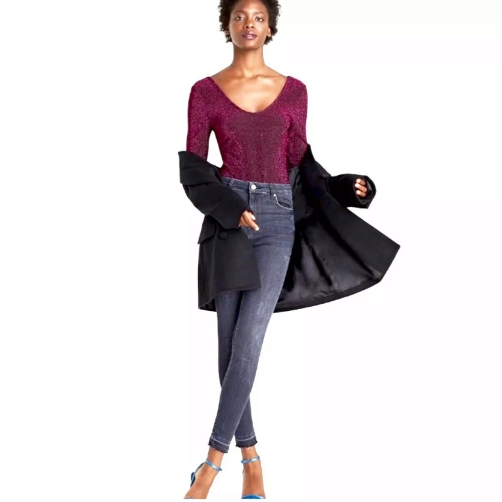 NWT ZARA Knit Shimmer Metallic Thread Bodysuit - Picture 2 of 8